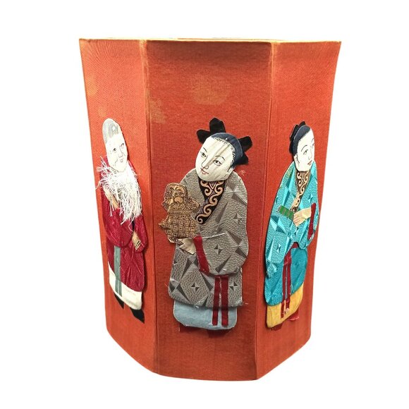 Vintage Asian Handcrafted Octagonal Box with 8 Immortals Figural Panels - Picture 3 of 5